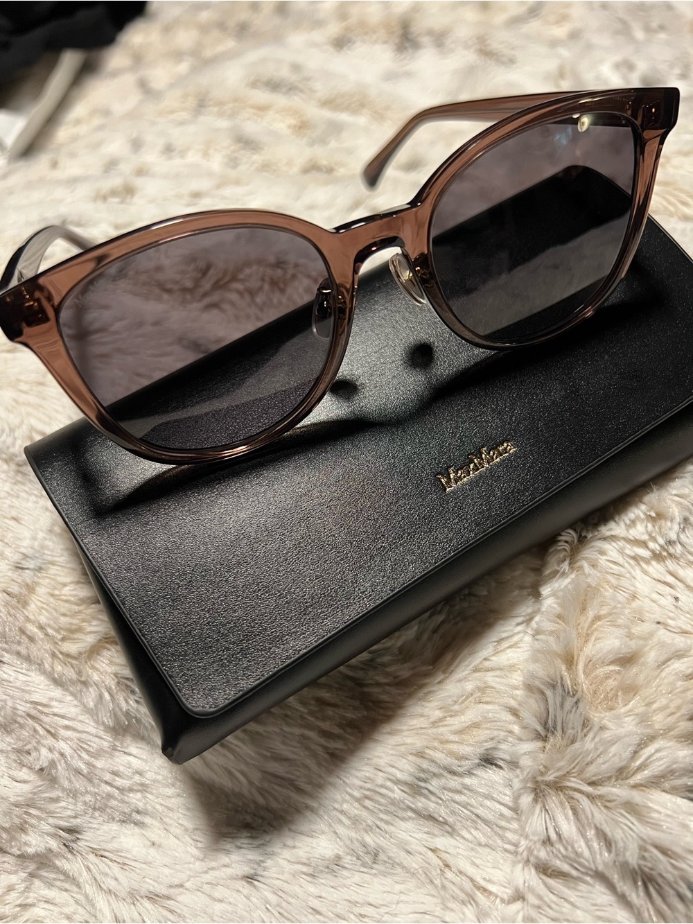MaxMara Translucent Brown Round Cat-Eye Sunglasses